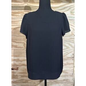 J. Crew Top Women’s Tulip Sleeve Black Blouse Size 6 Officecorp Short Sleeve
